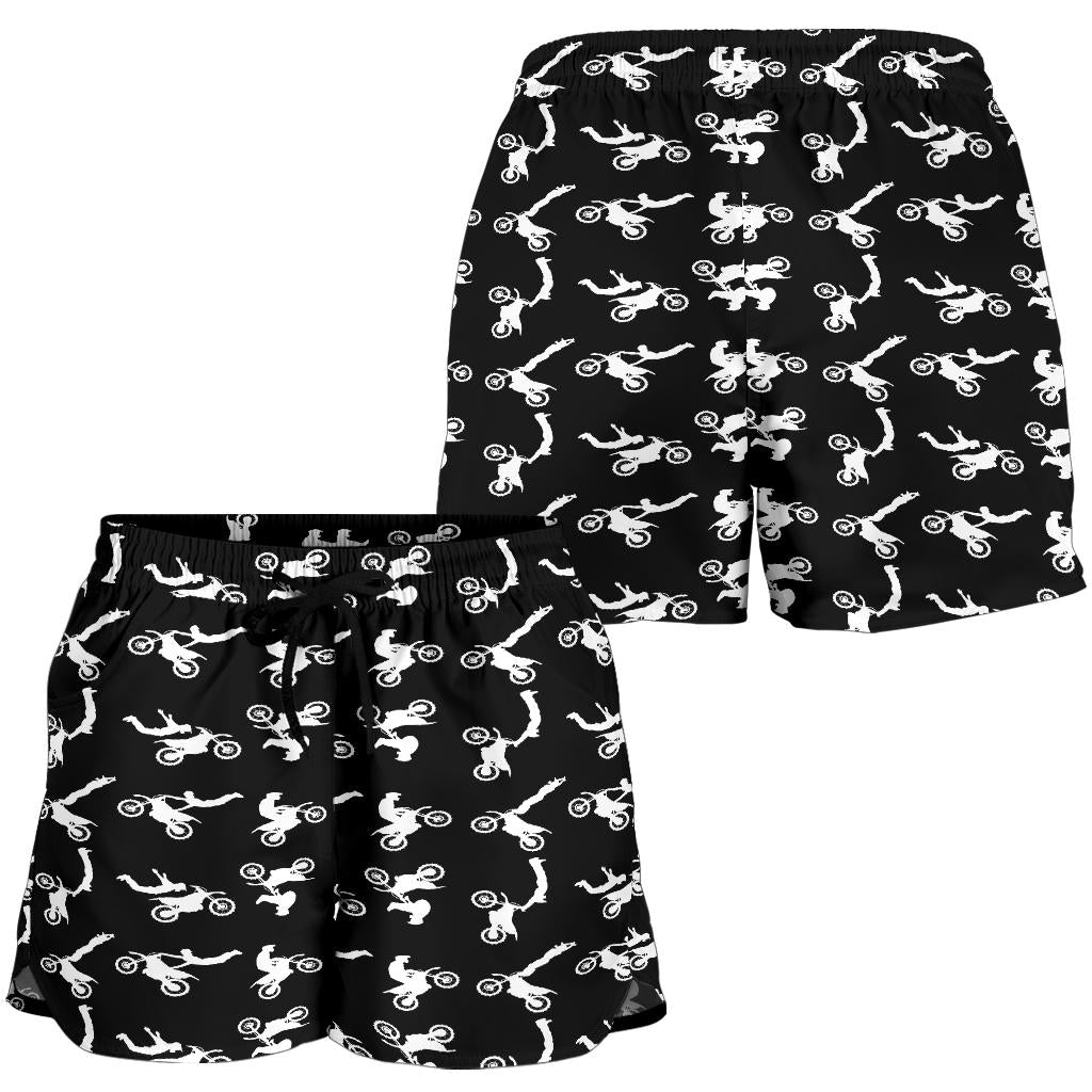 Motocross Women's Shorts in a custom-made racing style featuring moisture-wicking fabric, antibacterial technology, and an adjustable drawstring waistband for female dirt bike riders.