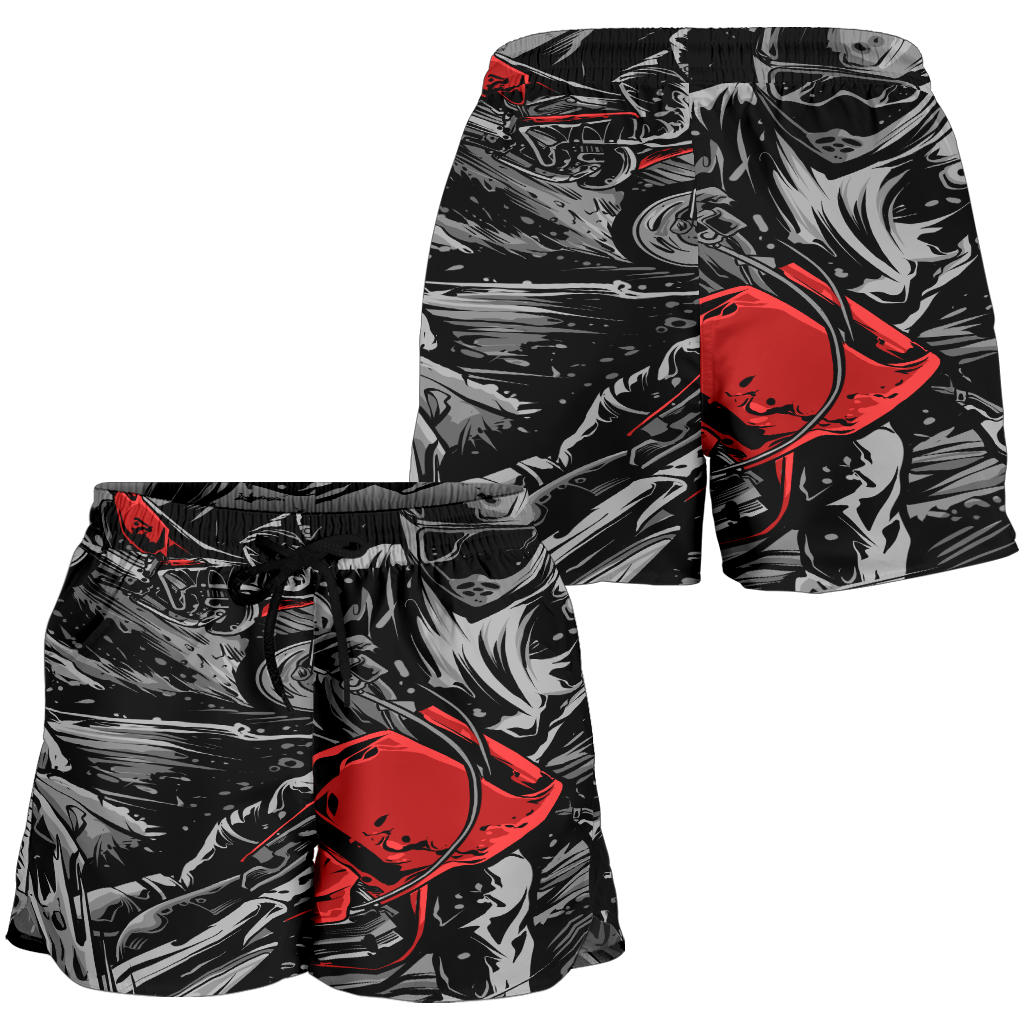 Motocross Women's Shorts in a custom-made racing style featuring moisture-wicking fabric, antibacterial technology, and an adjustable drawstring waistband for female dirt bike riders.