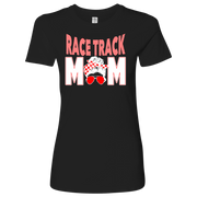 Race Track Mom apparel collection featuring a variety of women's t-shirts, racerback tanks, and hoodies designed for motorsports fans and racing families.