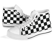 Racing checkered flag high top shoes