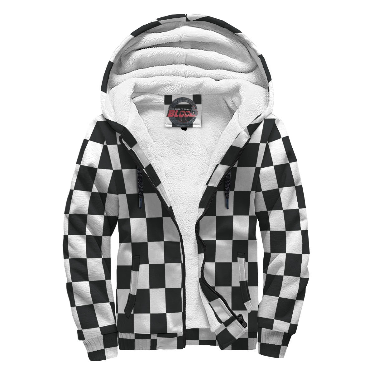 Racing Checkered Flag Sherpa Jacket | Warm Racing Is In My Blood Hoodie