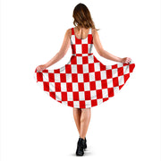 Red Racing Checkered Flag Midi Dress featuring a soft velvet-like blend.