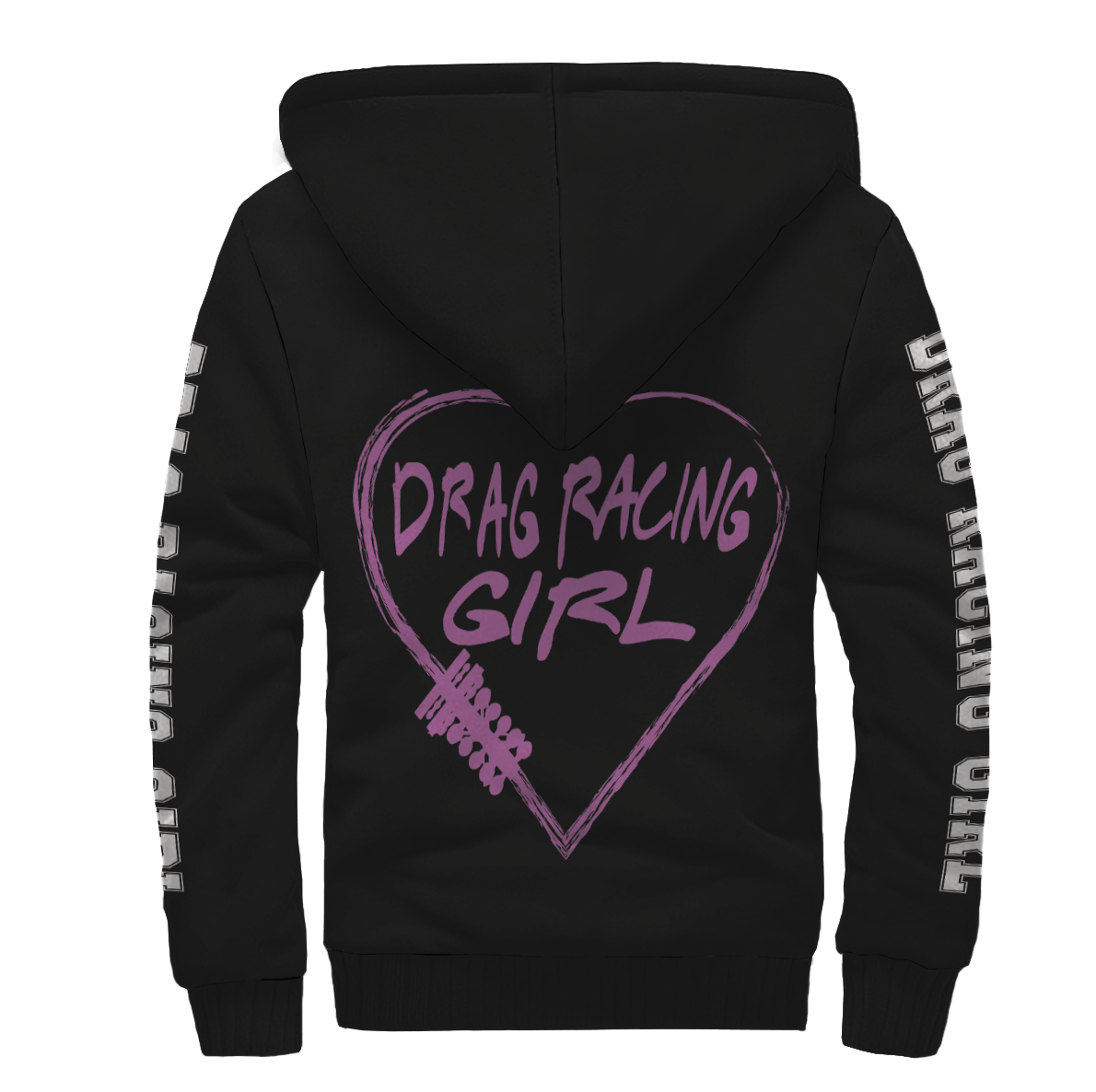 Drag Racing Girl Heart Sherpa Jacket Pink