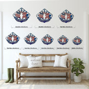 Sprint Car Racing Forever USA metal sign size comparison showing eight options from 8 × 8 to 22 × 22 inches.