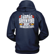 "When The Green Flag Drops The Bullshit Ends" apparel collection featuring premium men's and women's t-shirts, racerback tanks, and cozy fleece hoodies for racing fans.