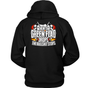 "When The Green Flag Drops The Bullshit Ends" apparel collection featuring premium men's and women's t-shirts, racerback tanks, and cozy fleece hoodies for racing fans.