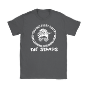 Women's motorsport apparel featuring the bold "Behind Every Racer Is His Grandma Screaming From The Stands" graphic, available in premium t-shirts, tanks, and hoodies.