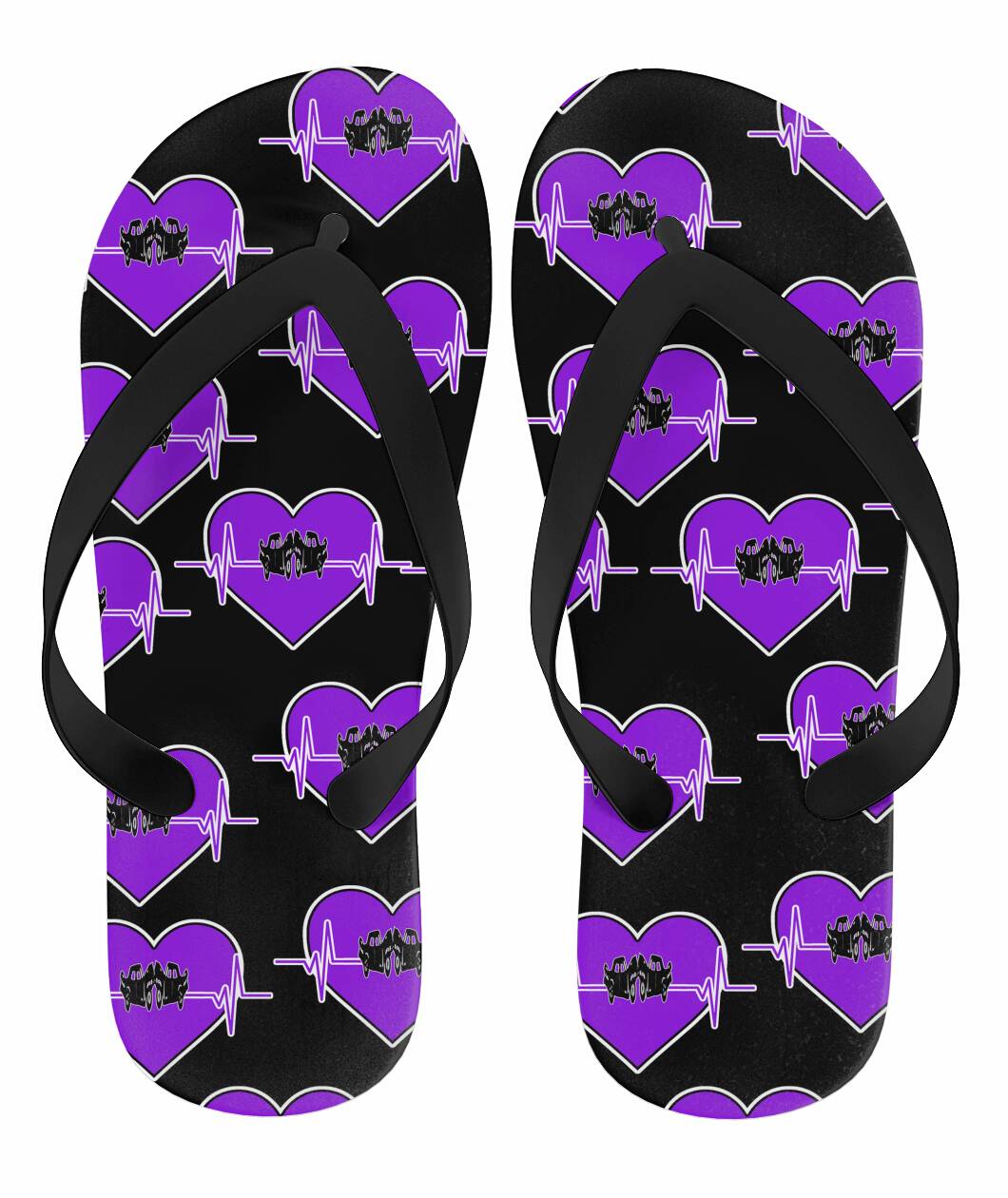 Demolition Derby Heartbeat Flip Flops