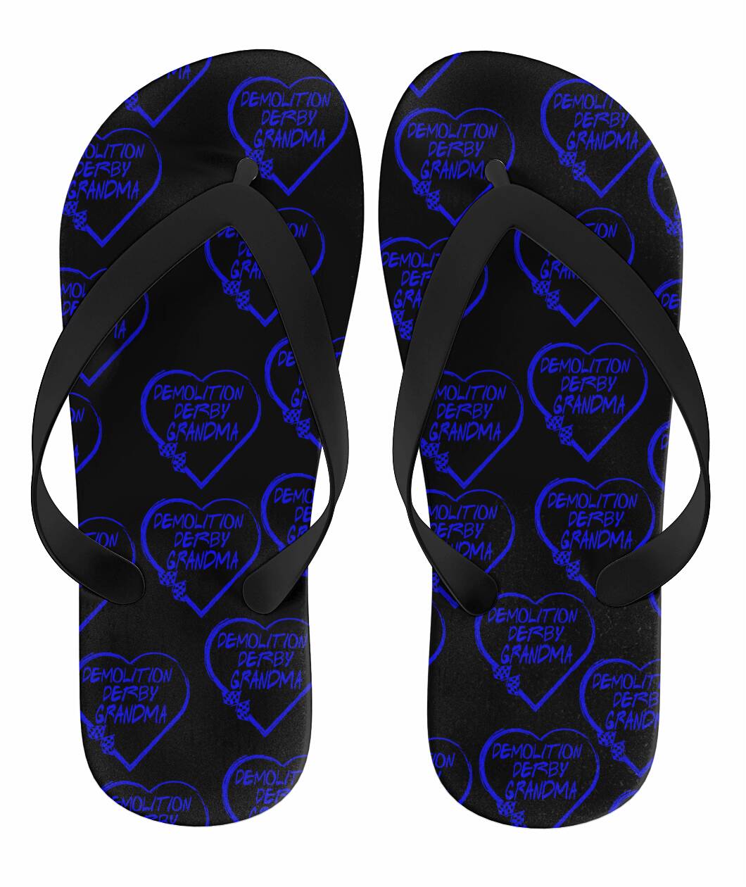 Demolition Derby Grandma Heart Flip Flops