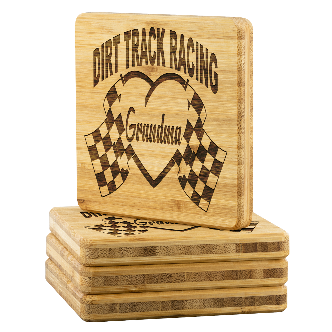 Dirt Track Racing Grandma Bamboo Coaster