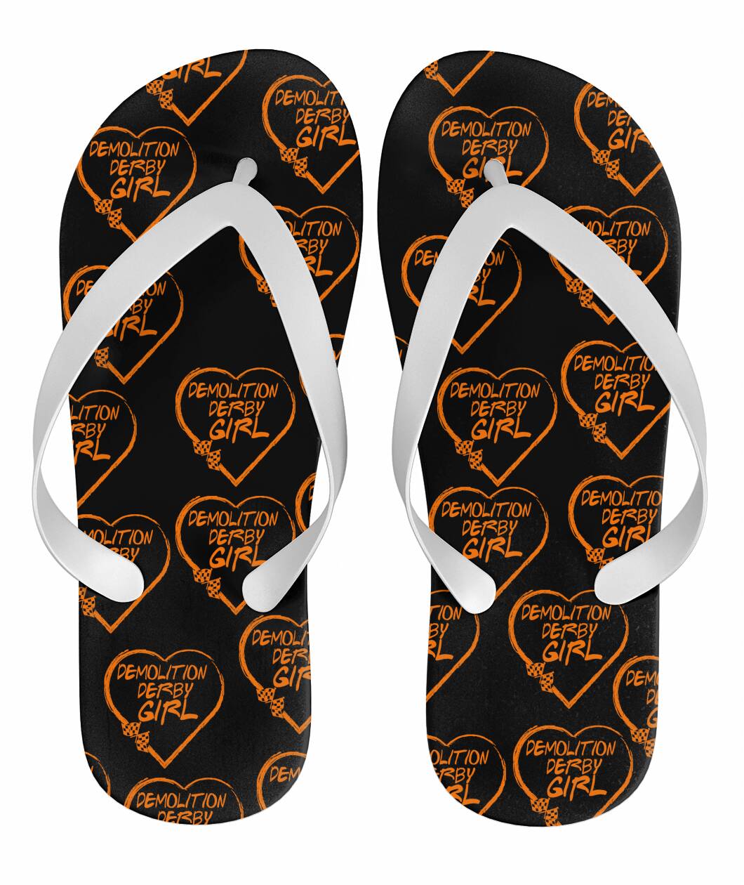 Demolition Derby Girl Heart Flip Flops