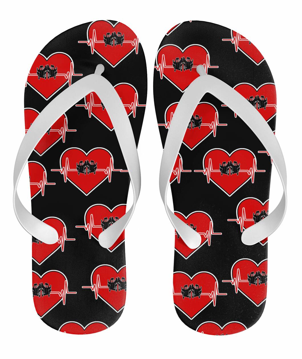 Demolition Derby Heartbeat Flip Flops