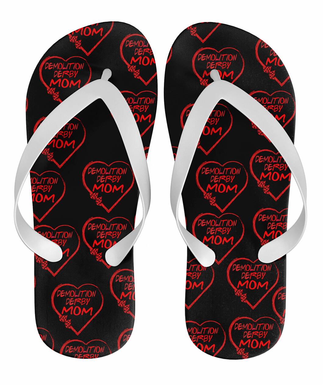 Demolition Derby Mom Heart Flip Flops