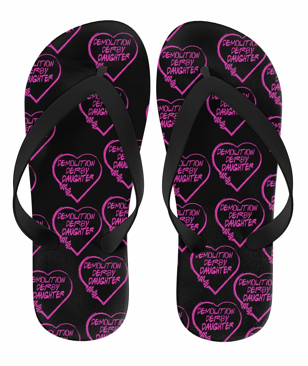 Demolition Derby Daughter Heart Flip Flops