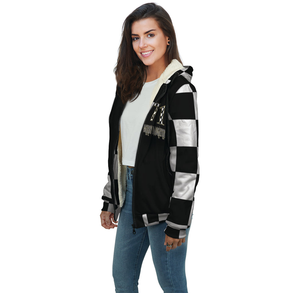 Custom dirt track mom sherpa jacket number 8