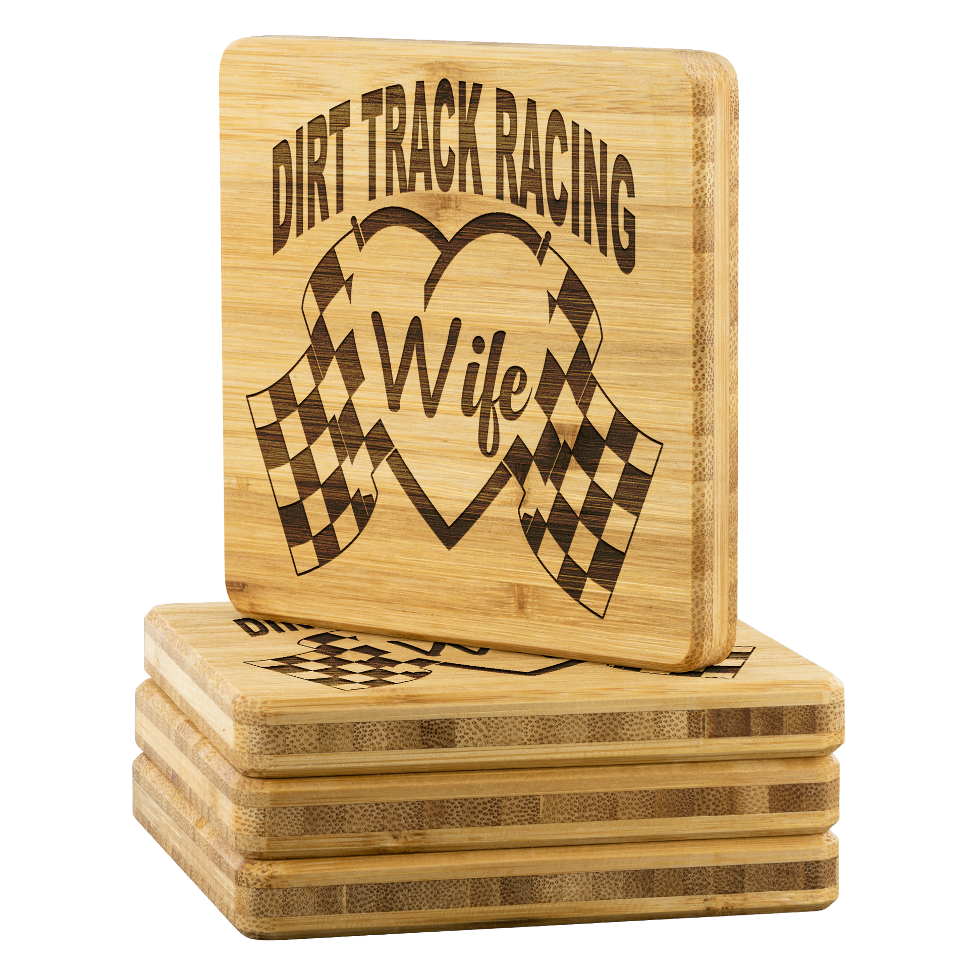 Dirt Track Racing Wife Bamboo Coaster