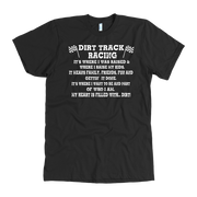 Family-focused dirt track racing apparel featuring the quote Dirt Track Racing It's Where I Was Raised Where I Raise My Kids for racing dads, moms, and stock car fans.