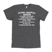 Family-focused dirt track racing apparel featuring the quote Dirt Track Racing It's Where I Was Raised Where I Raise My Kids for racing dads, moms, and stock car fans.