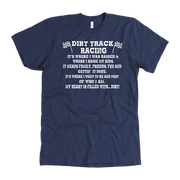 Family-focused dirt track racing apparel featuring the quote Dirt Track Racing It's Where I Was Raised Where I Raise My Kids for racing dads, moms, and stock car fans.