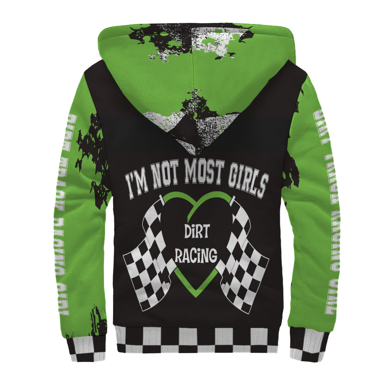 Dirt Track Racing Girl Sherpa Jacket  green