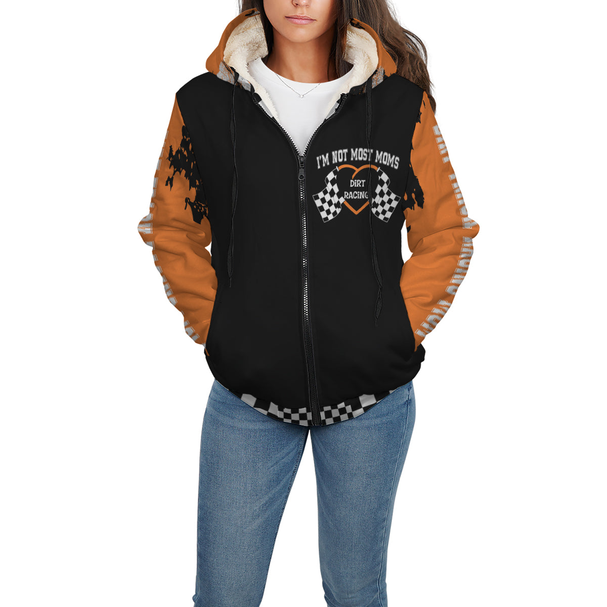 Dirt Track Racing Mom Sherpa Jacket orange