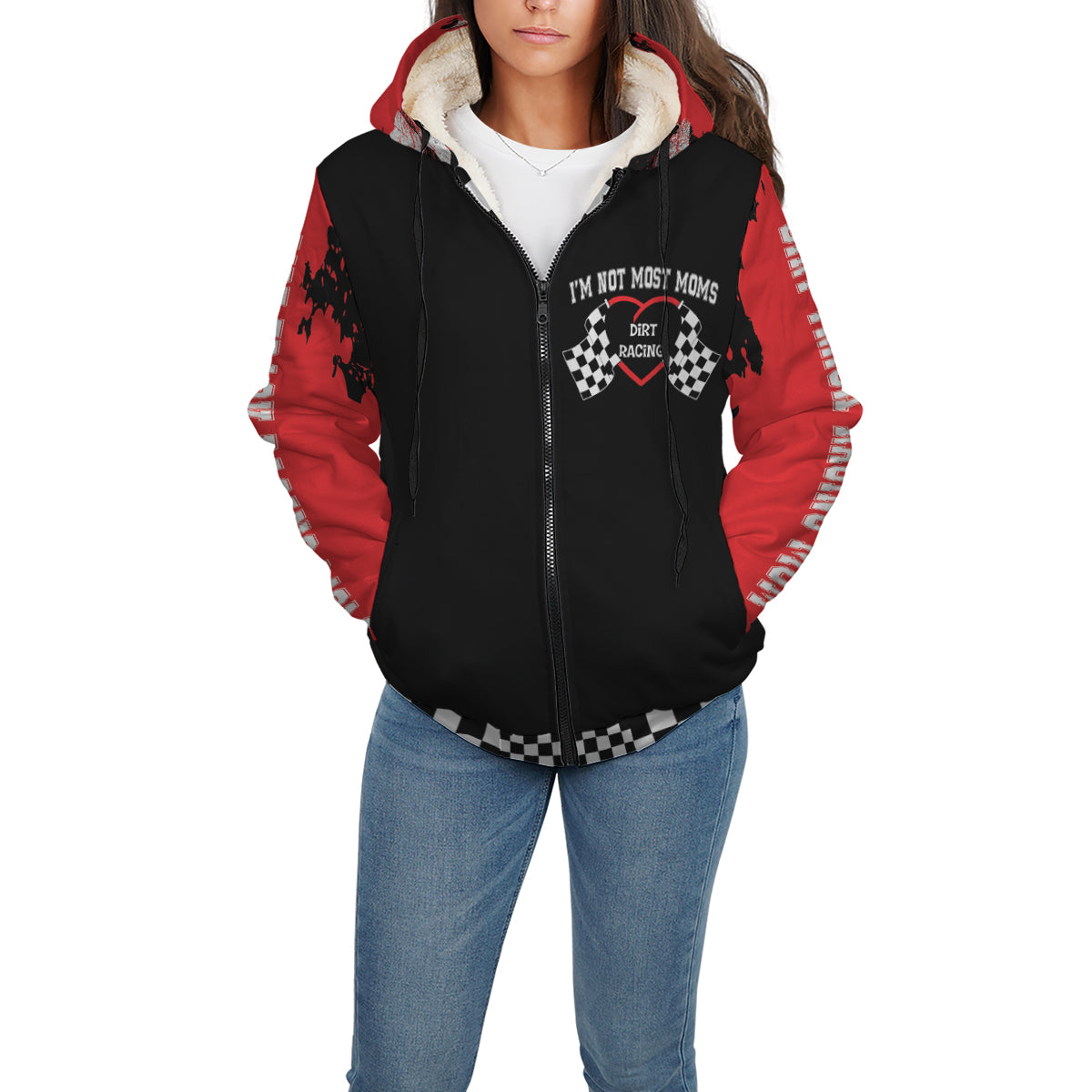 Dirt Track Racing Mom Sherpa Jacket Red