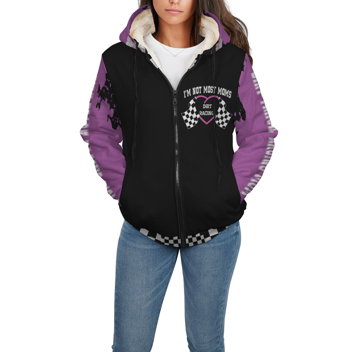 Dirt Track Racing Mom Sherpa Jacket pink