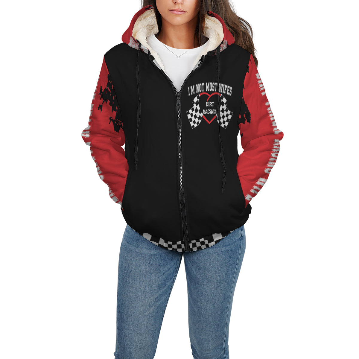 Dirt Track Racing Wife Sherpa Jacket red