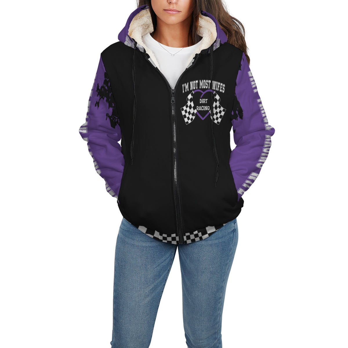 Dirt Track Racing Wife Sherpa Jacket purple