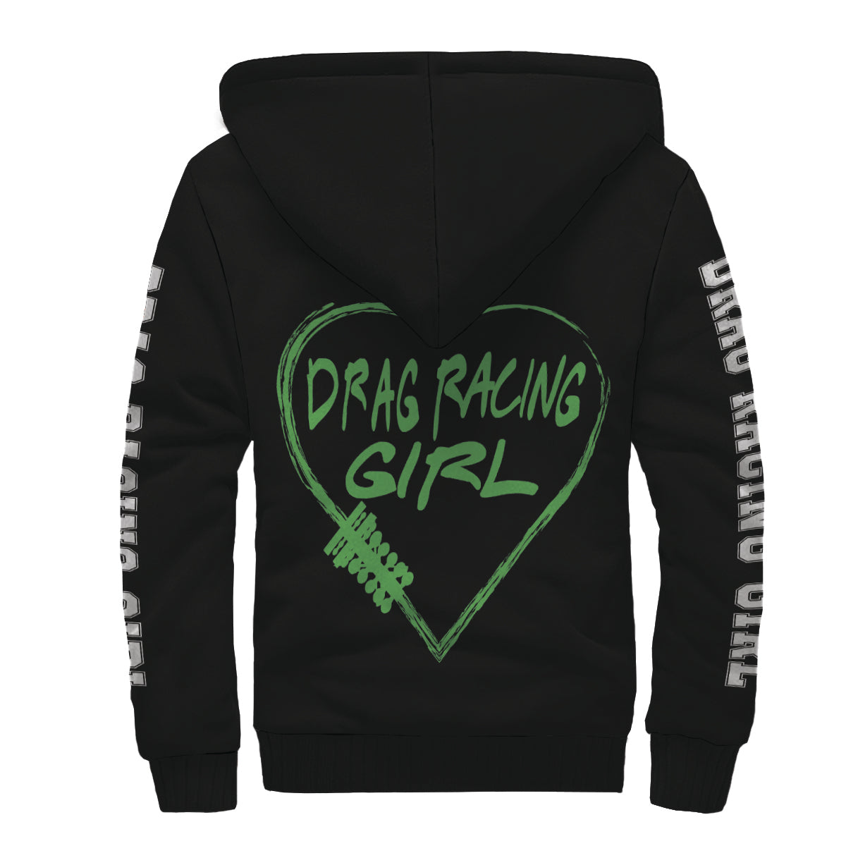 Drag Racing Girl Heart Sherpa Jacket Green