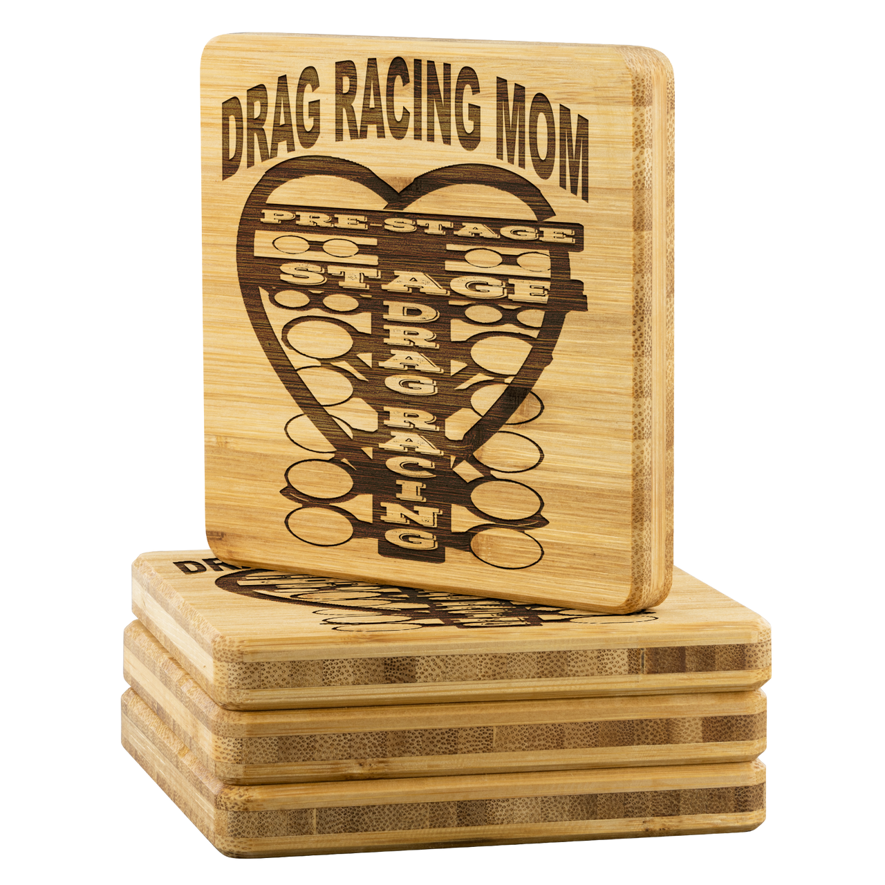 Drag Racing Bamboo Coaster