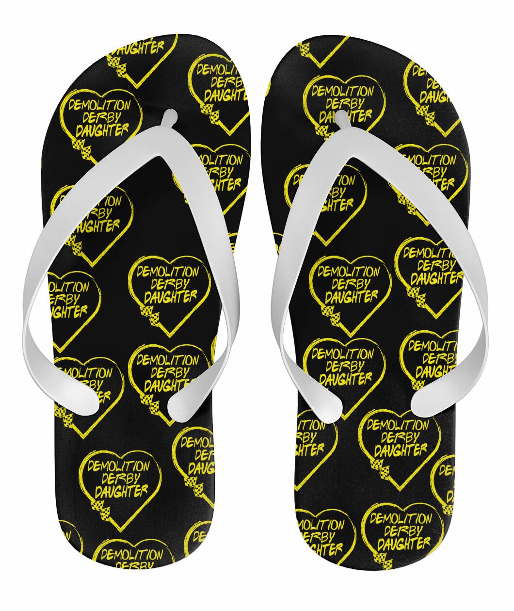 Demolition Derby Daughter Heart Flip Flops