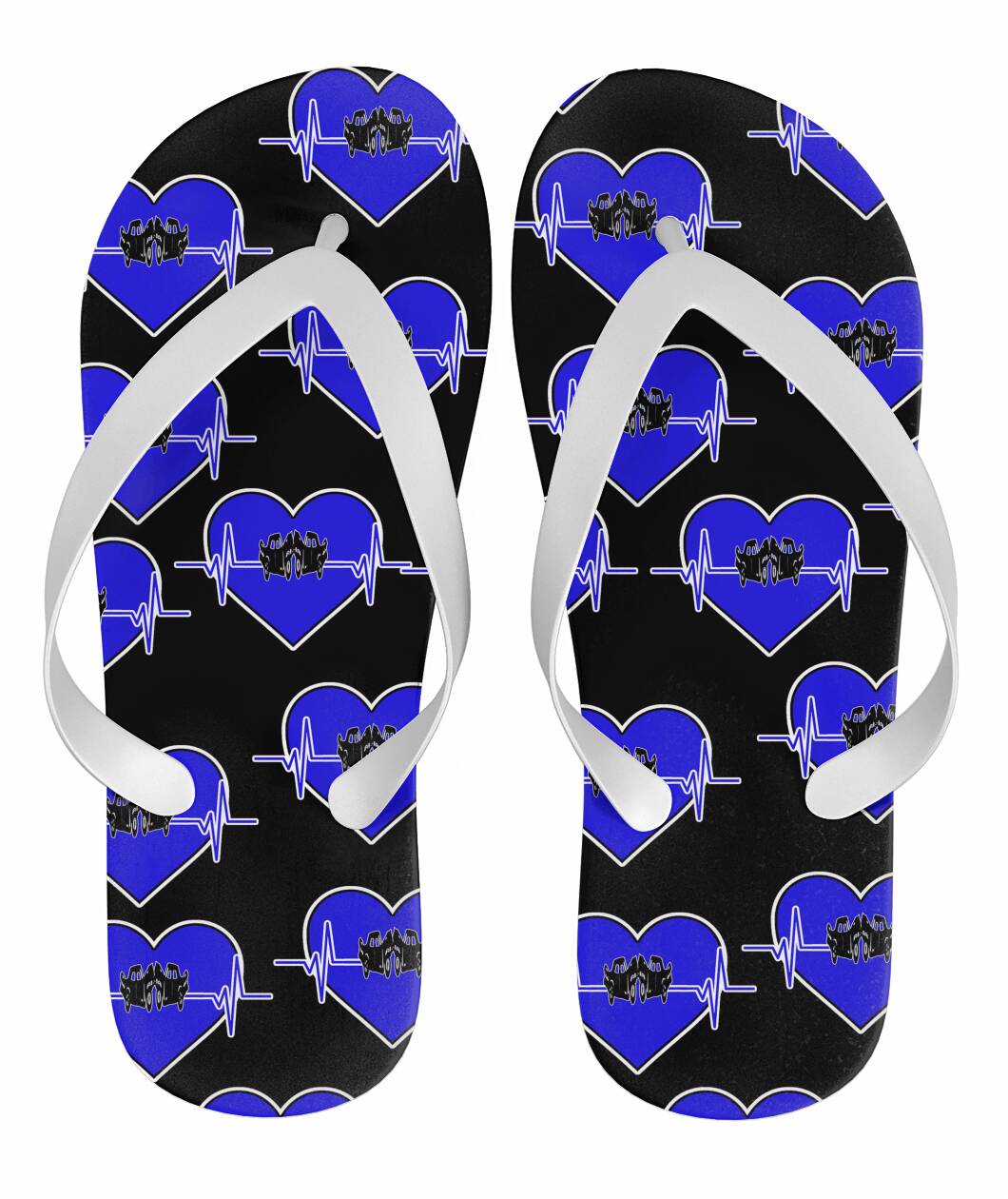 Demolition Derby Heartbeat Flip Flops