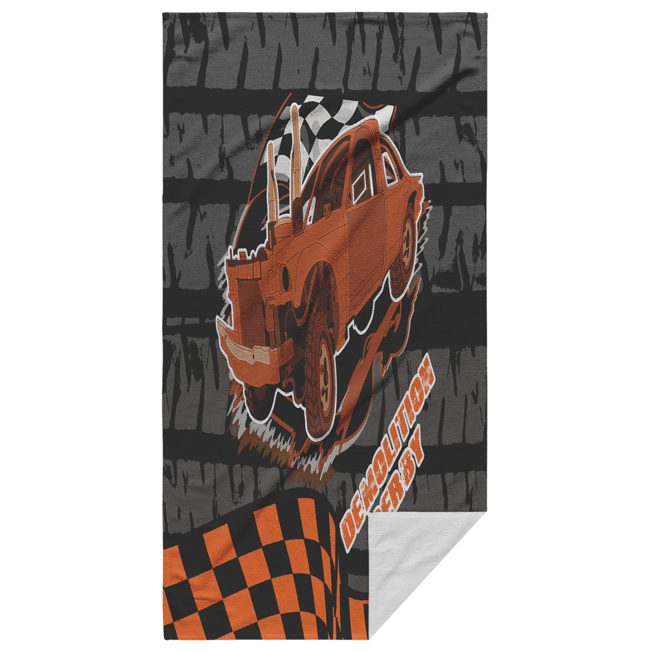 Demolition Derby Beach Towel Orange