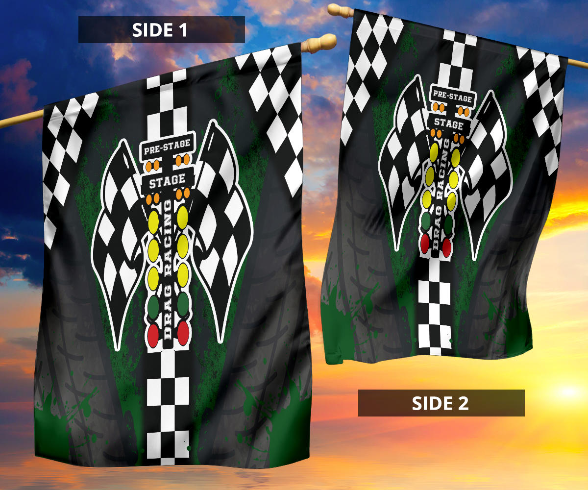 Gree Racing Flag Drag Racing Flag Green
