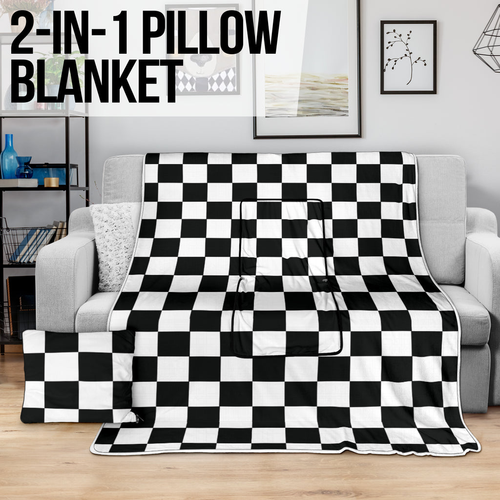 Racing Checkered Flag Pillow Blanket