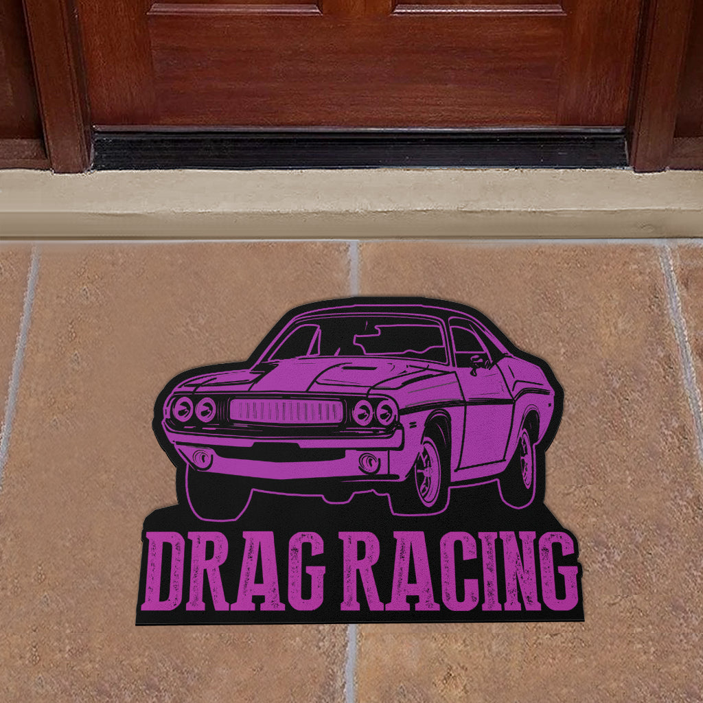 Custom shaped drag racing door mat