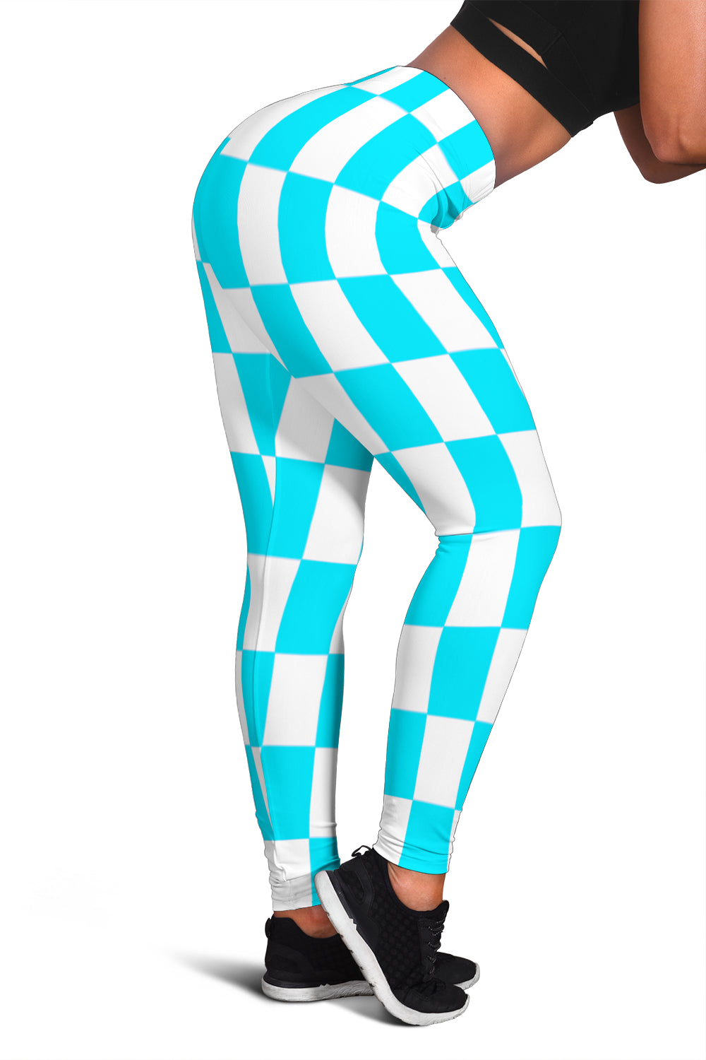 Racing Carolina Blue Checkered Leggings