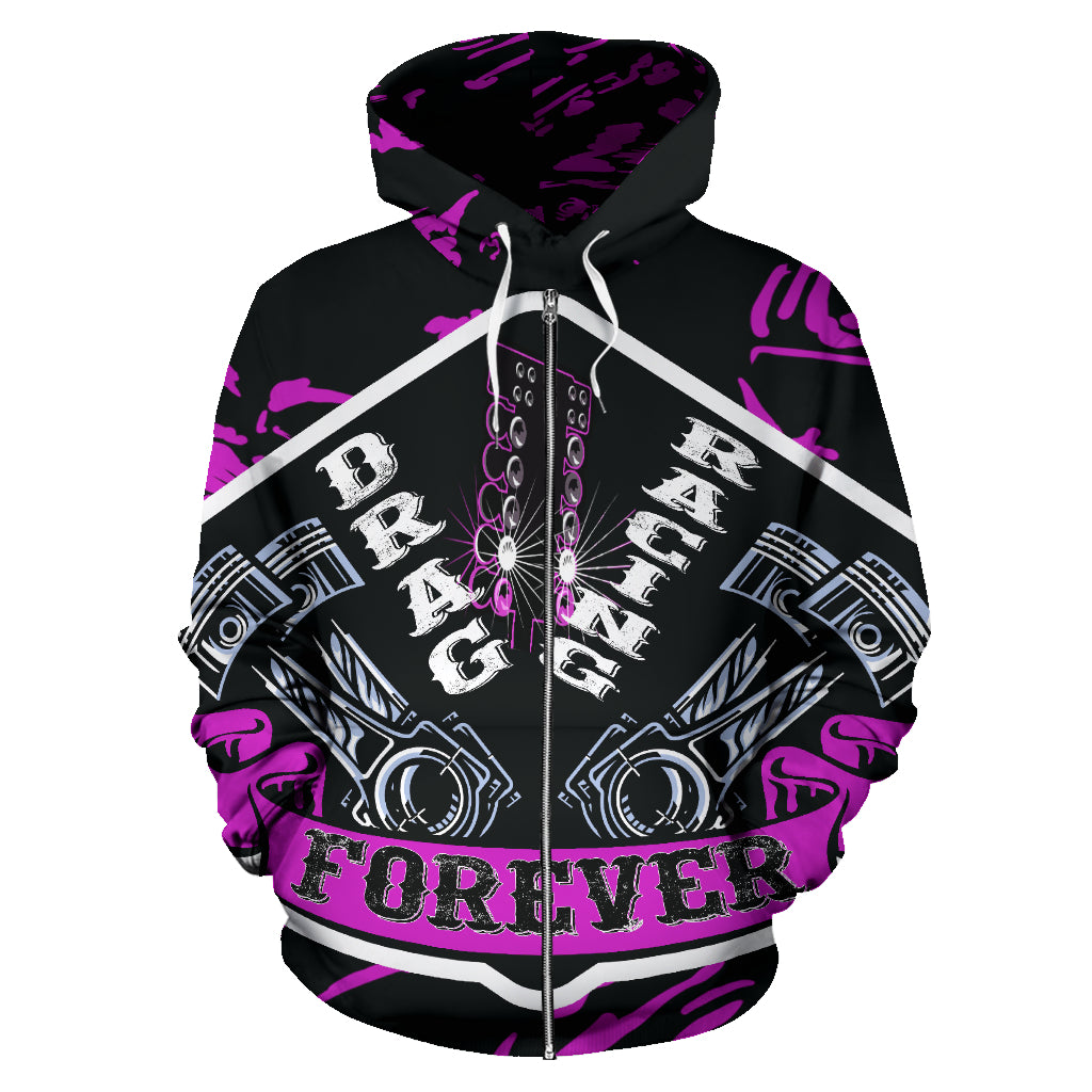 Drag Racing AOP Zip Up Hoodie