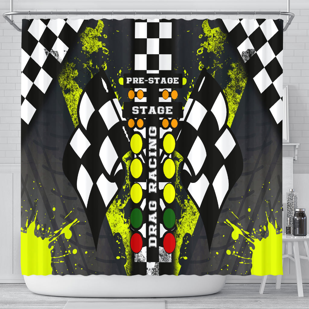 Drag Racing Shower Curtains Yellow