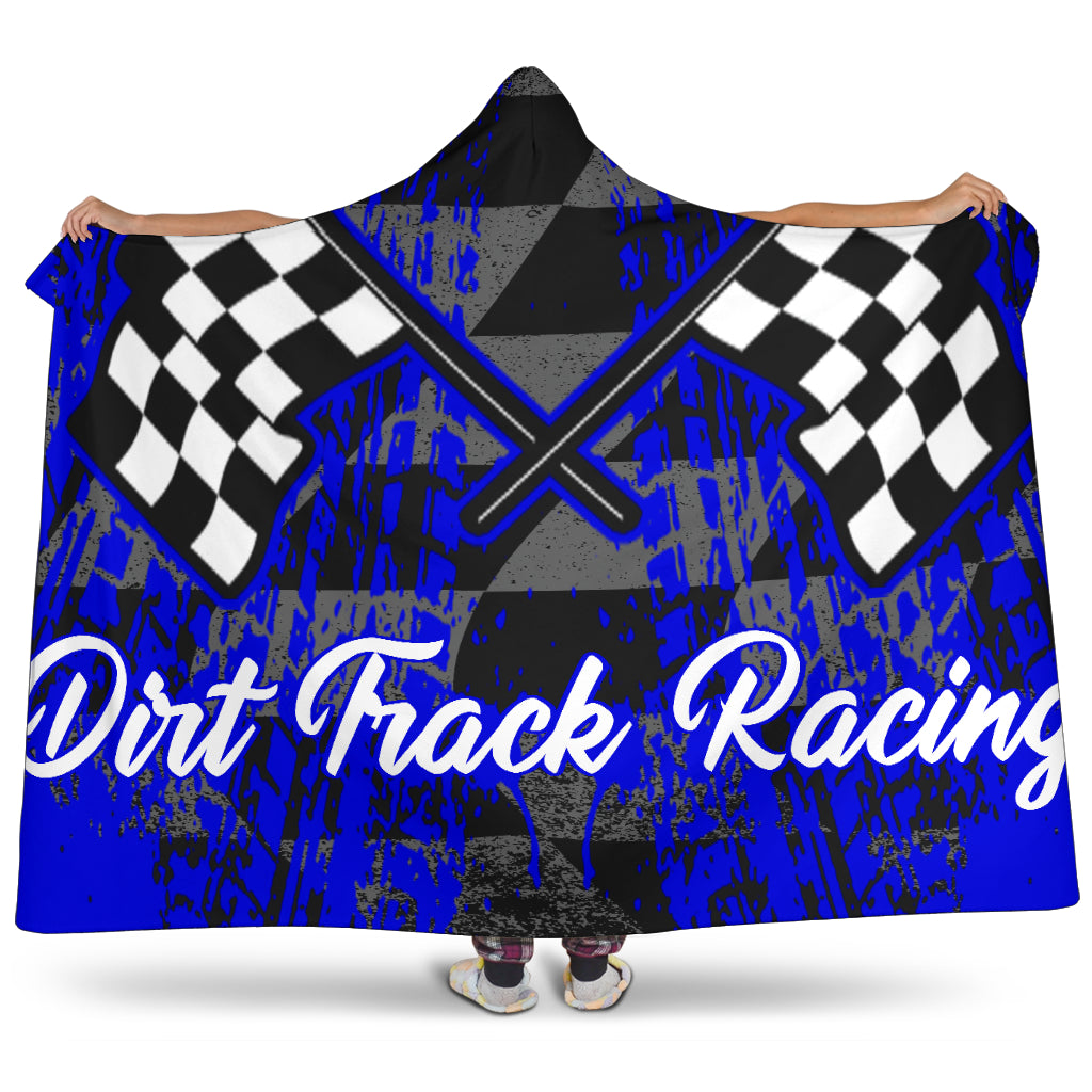 Dirt Track Racing Hooded Blanket blue