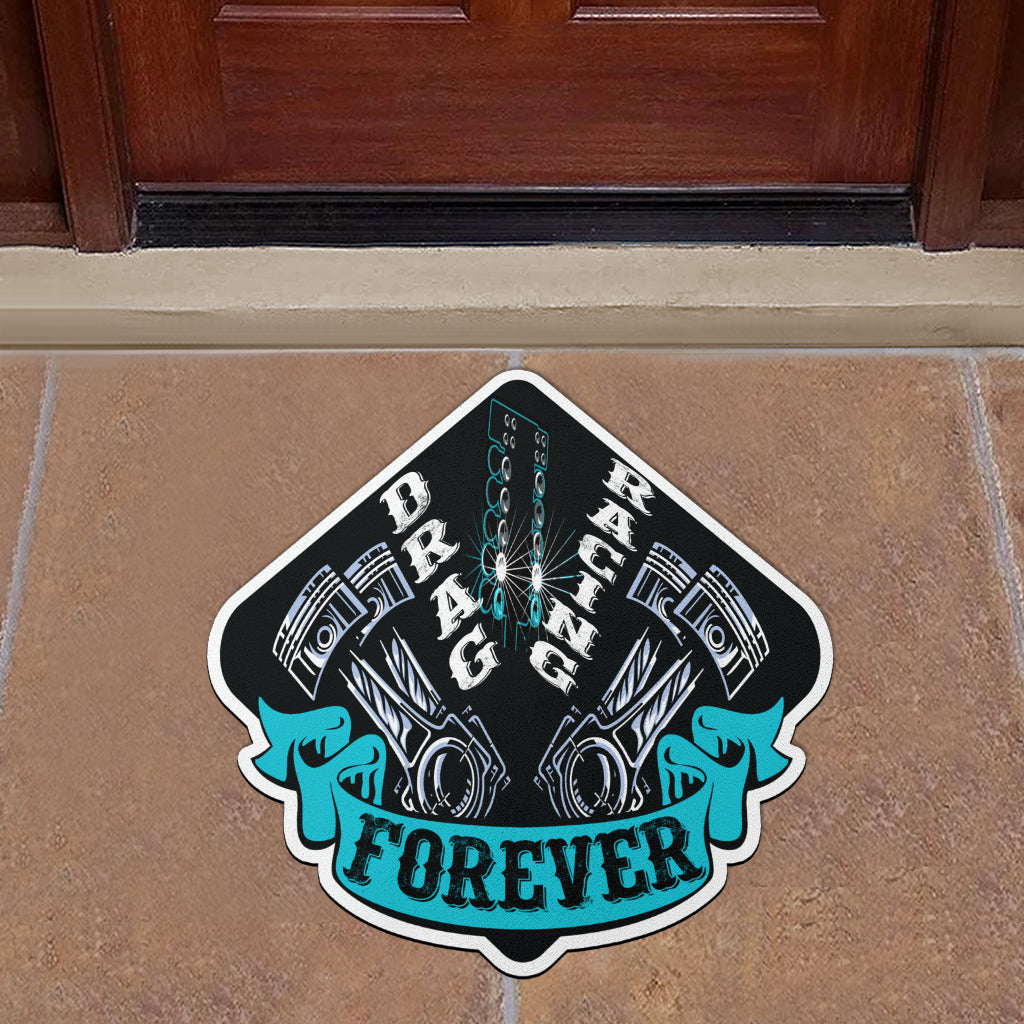 Custom shaped drag racing door mat