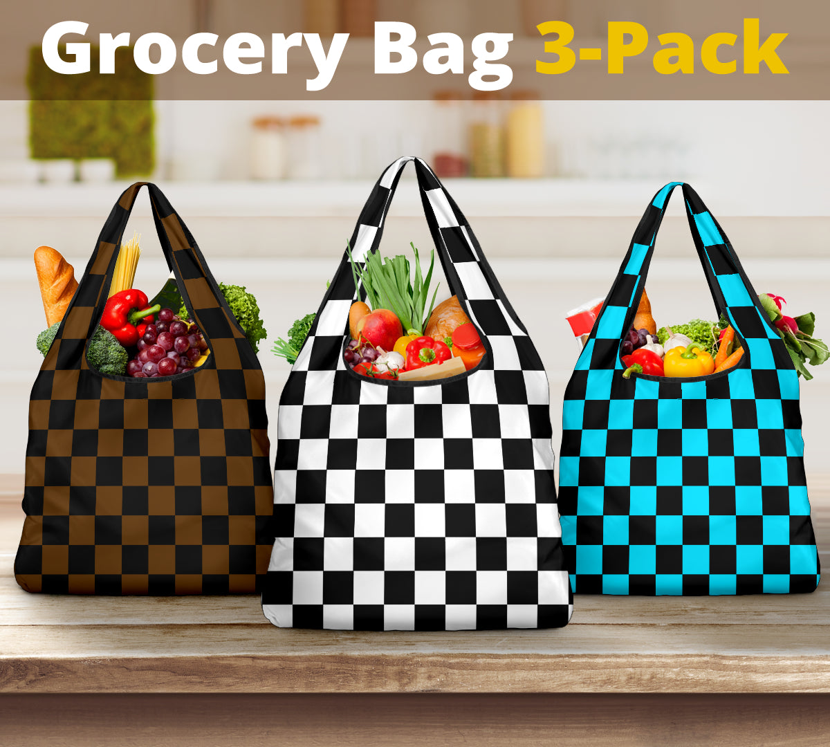 Racing Checkered Grocery Bags