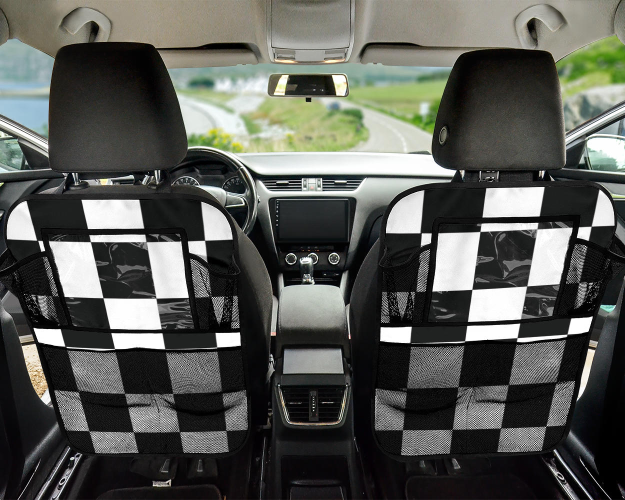 Racing Checkered Car Back Seat Organizer