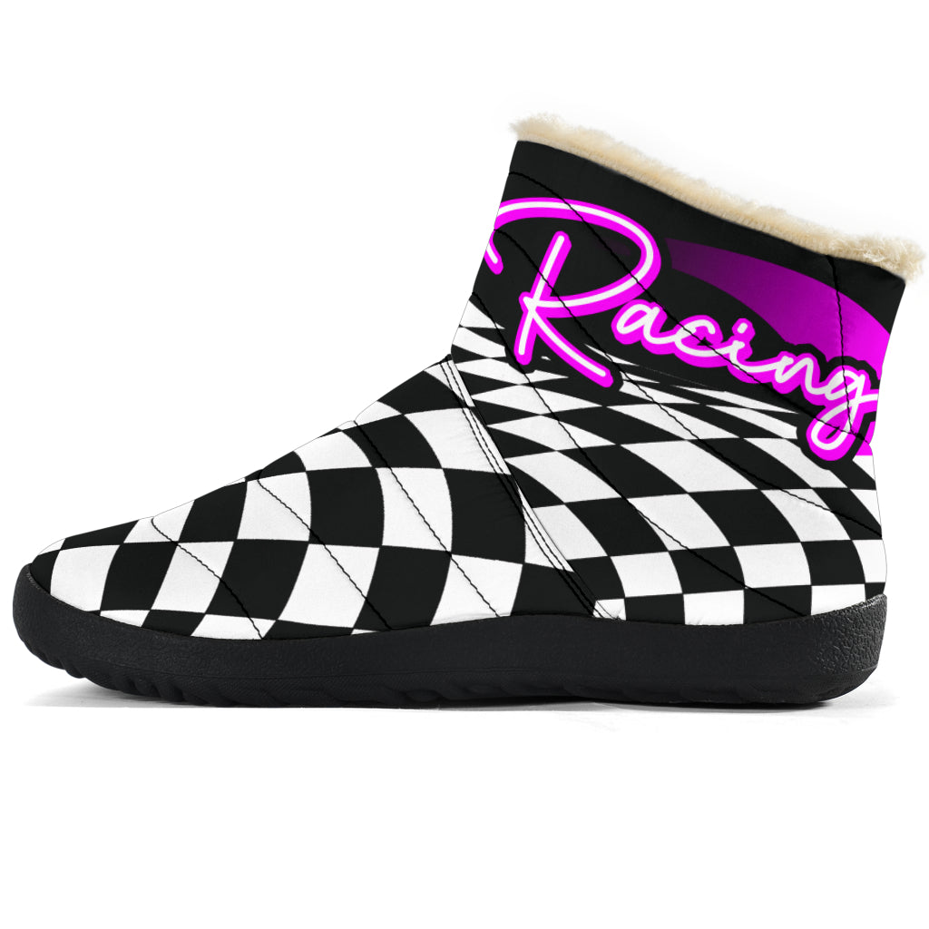 Racing Checkered Cozy Winter Boots