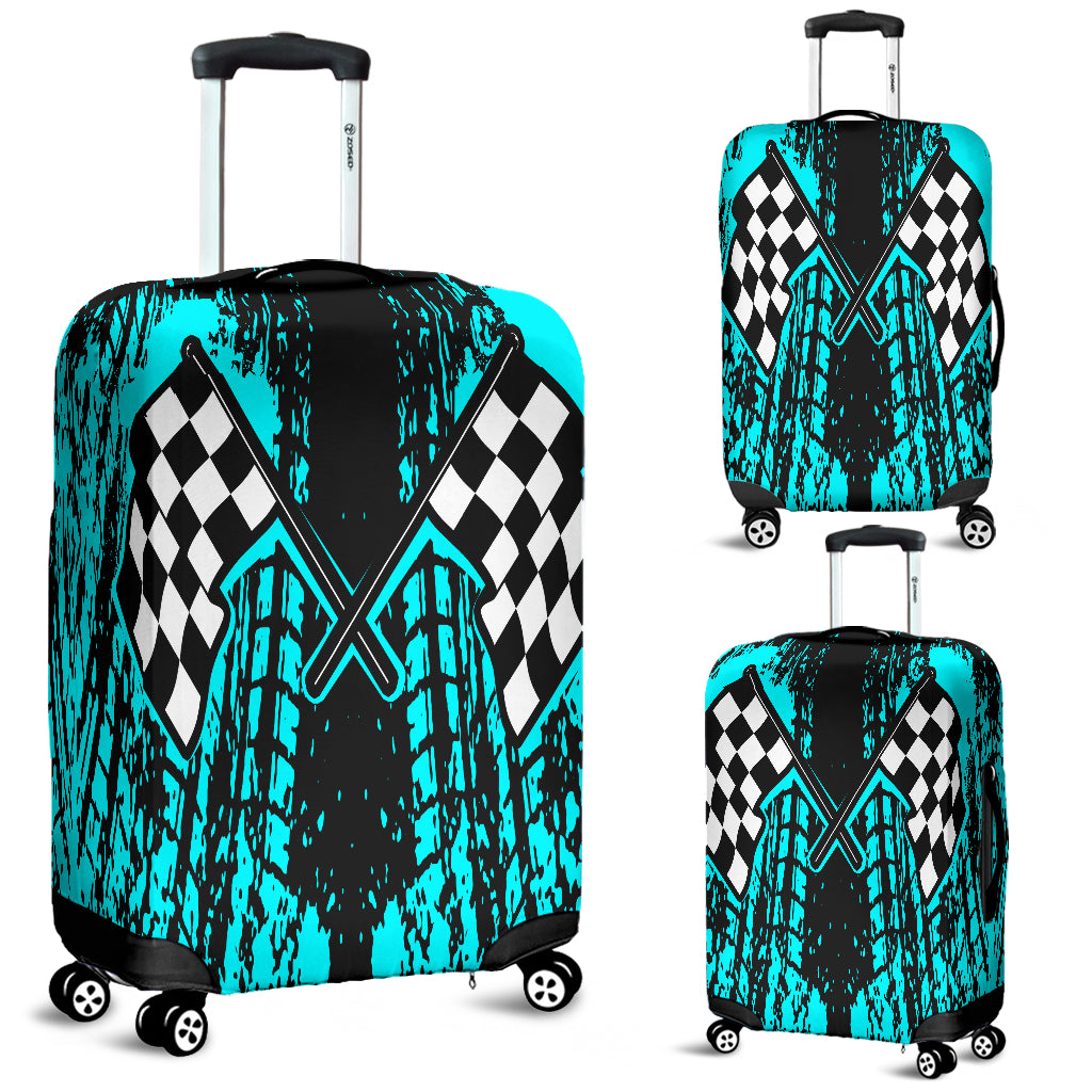Dirt Racing Luggage Cover Carolina Blue