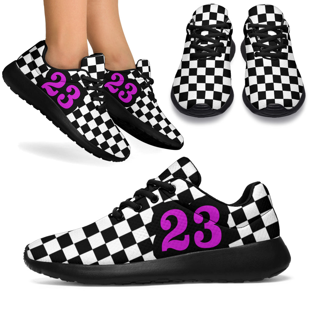 custom racing sneakers Number 23 pink
