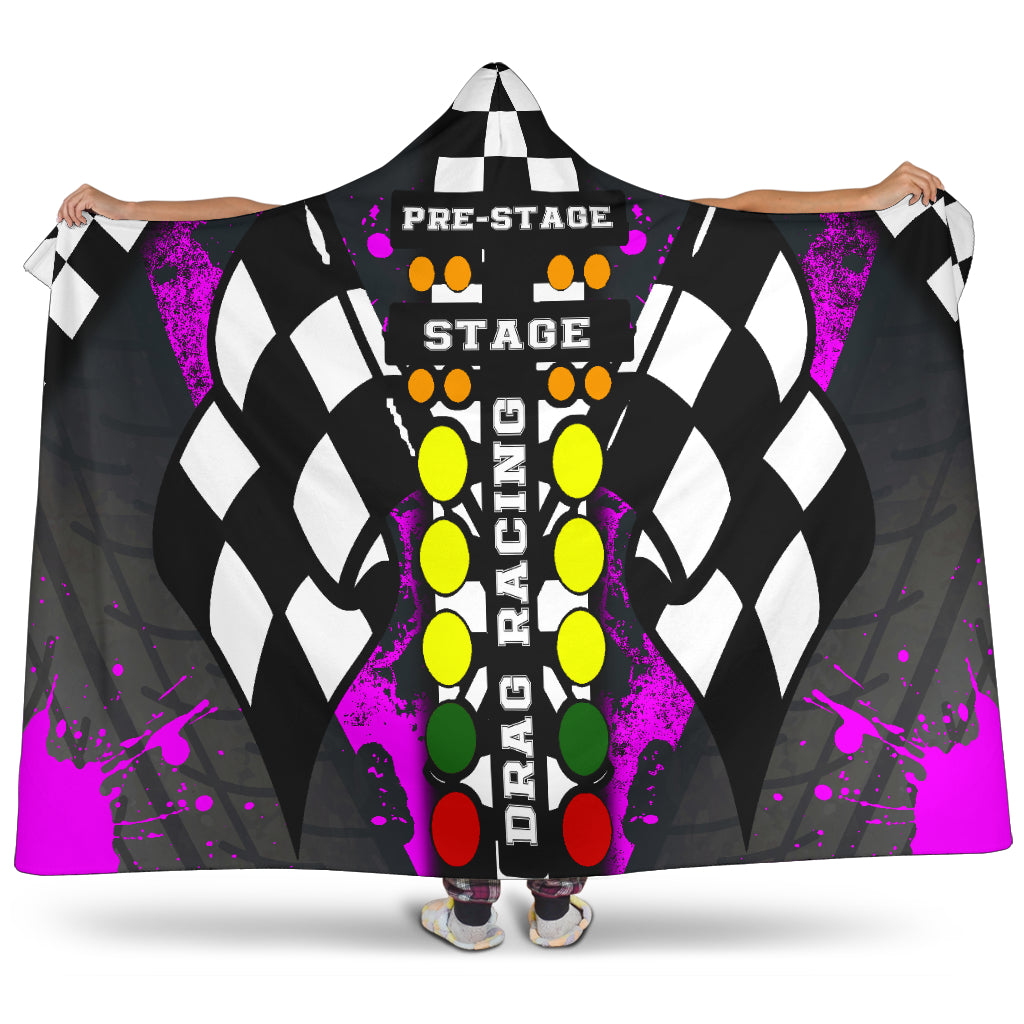 Drag Racing Pink Hooded Blanket