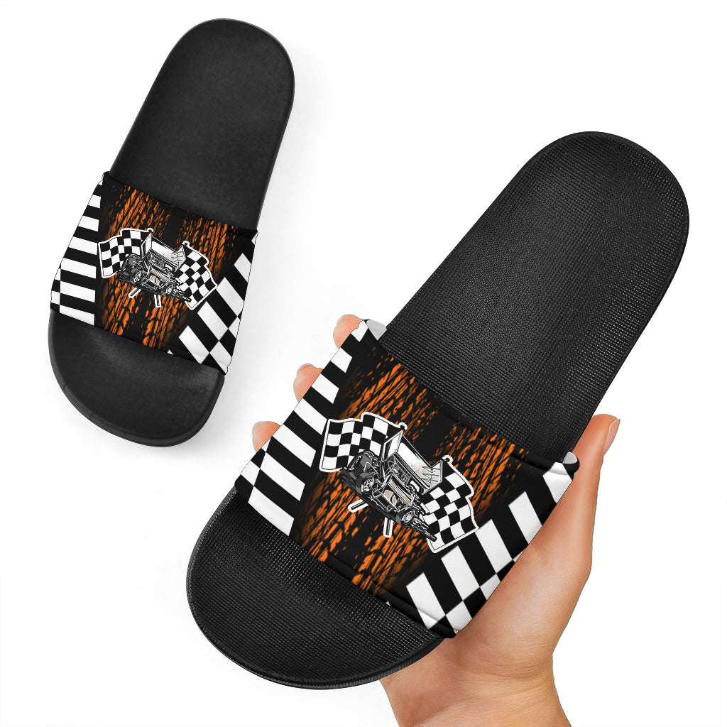 Sprint Car Racing Slide Sandals Black V2