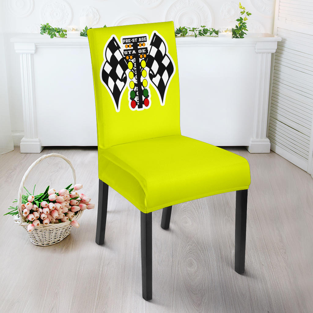 Drag Racing Dining Chair Slipcover Yellow